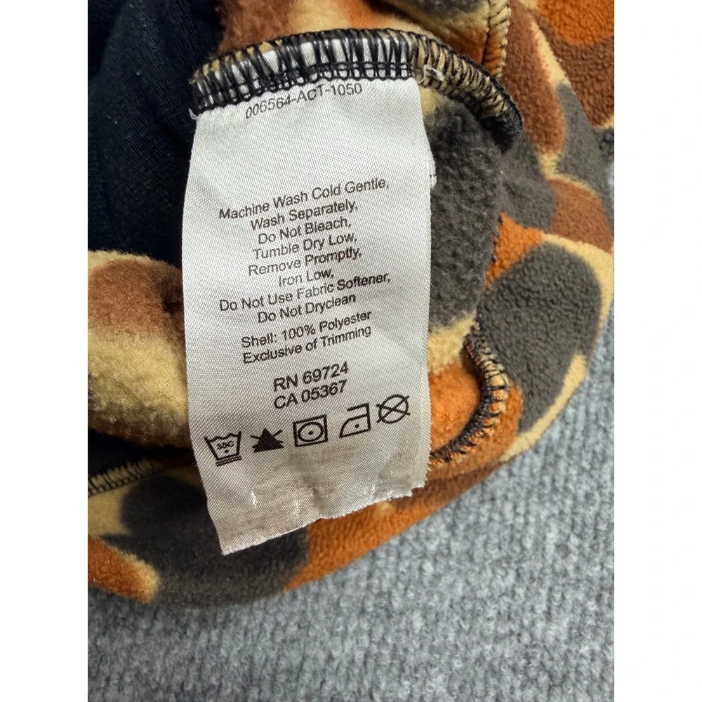 Columbia Mens M Duck Camo Fleece Hoodie Orange Brown Pullover Workwear